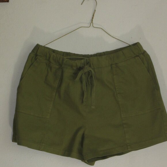 HYFVE Double Zero Patch Pocket Drawstring Shorts Moss Colored New - Picture 2 of 8
